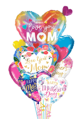 Mother’s Day Mystery Balloon Bouquet with 2 super-sized and 6 assorted 18 Inch mylar balloons