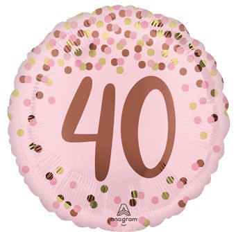 Age 40 Pretty Pink 18 Inch Mylar Birthday Balloon