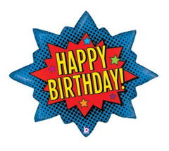 LARGE SHAPE HAPPY BIRTHDAY SUPER HERO BURST 32"