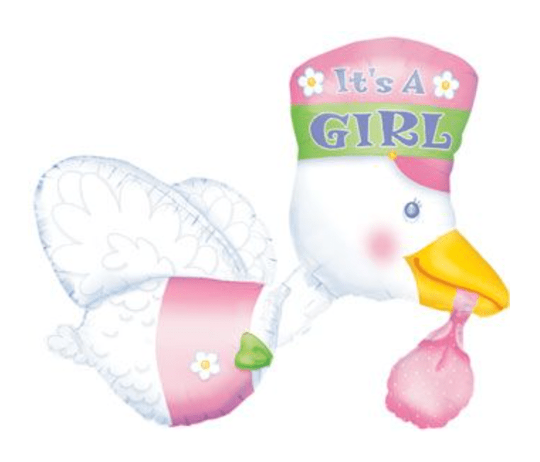LARGE SHAPE ITS A GIRL STORK (MULTI-BALLOON) 32"