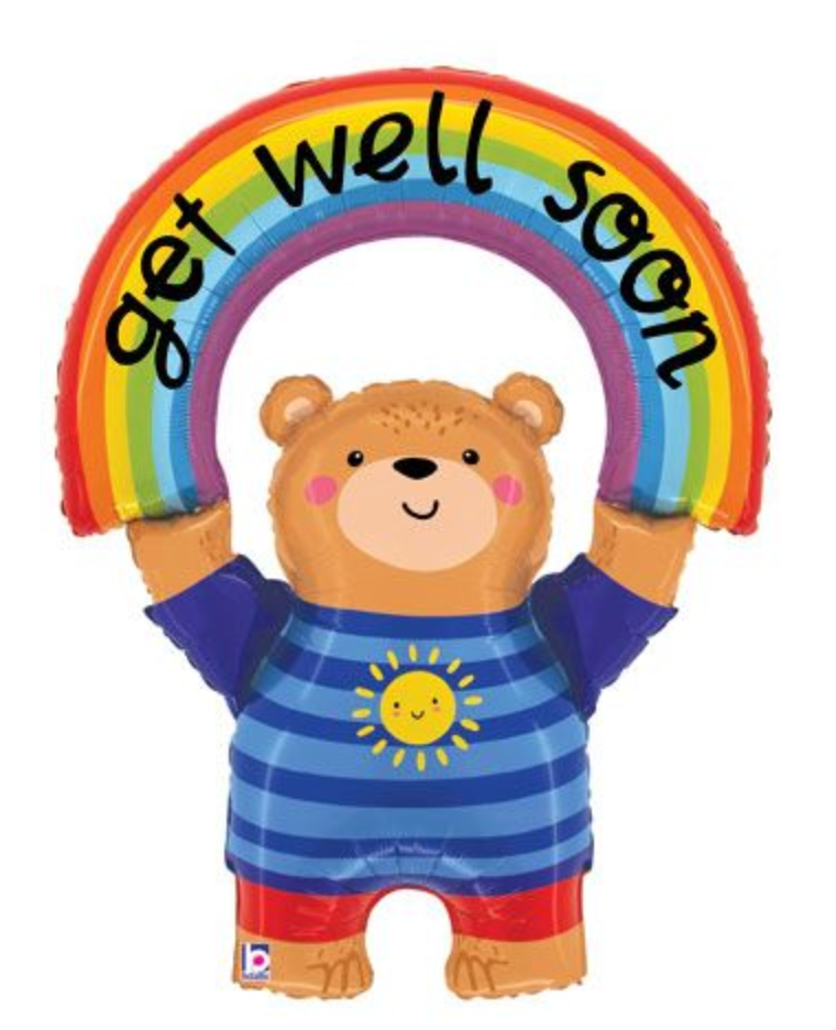 LARGE SHAPE GET WELL SOON RAINBOW BEAR 39"