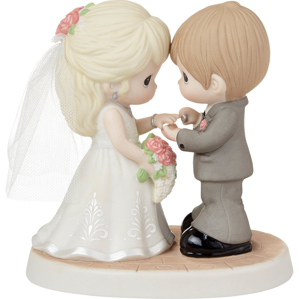 With This Ring, I Thee Wed -Traditional Blonde Bride and Groom Porcelain Figurine