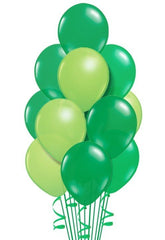 Wearing of the Green Bouquet with 15 assorted green latex balloons arranged for St. Patrick’s Day
