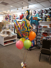 Wonder Woman Mother’s Day Balloon Bouquet with butterfly, latex, and mylar balloons