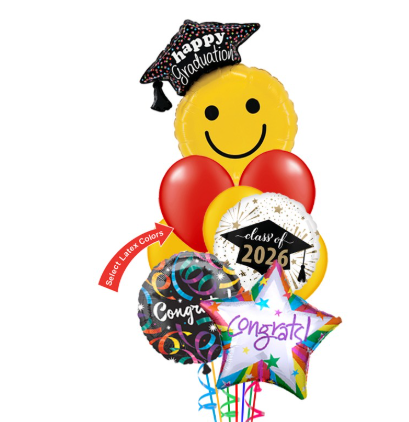 SMILEY GRAD CHOOSE YOUR SCHOOL COLORS BOUQUET